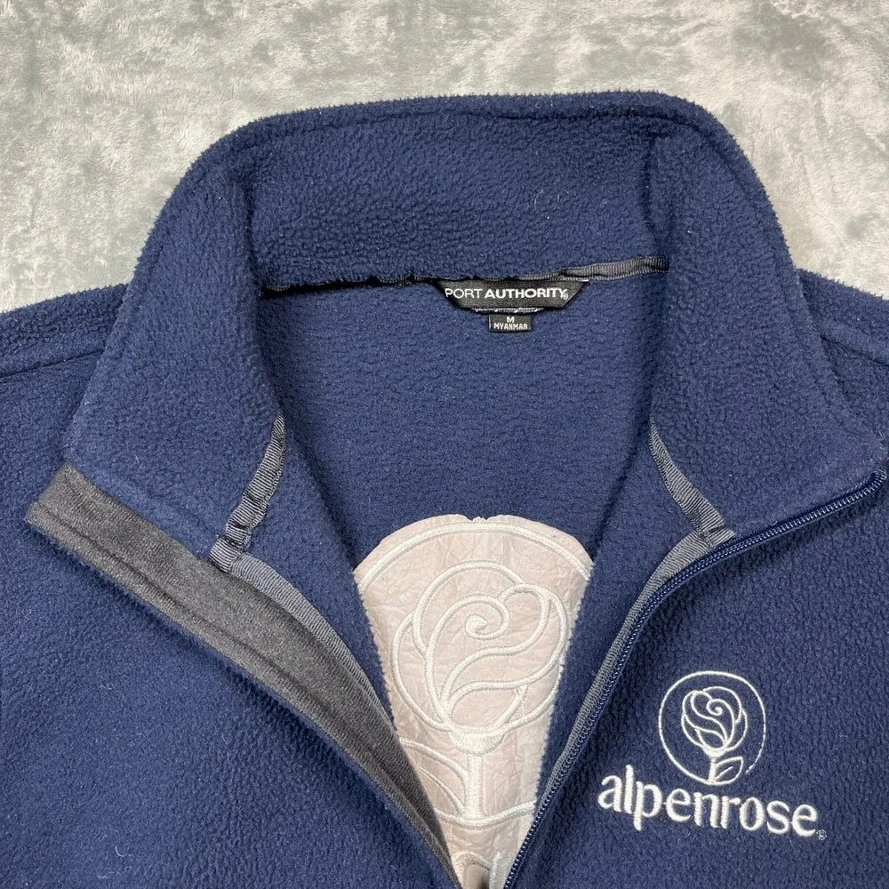 Port Authority Fleece Vest Mens Navy Blue Alpenrose‎ Dairy Logo Full Zip M